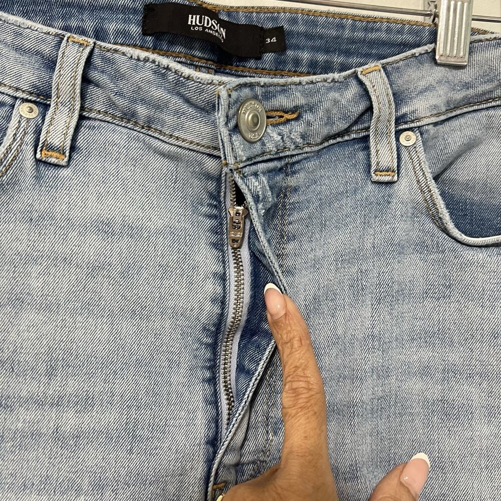 Hudson Barbara High Rise Super Skinny Jeans Blue Women Size 34 Distressed - Picture 3 of 12